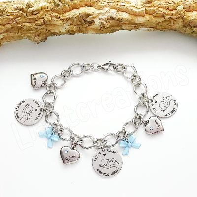 Pulseira em corrente c/ gravação de dados de nascimento