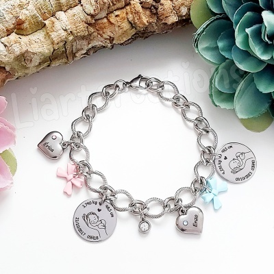 Pulseira em corrente c/ gravação de dados de nascimento