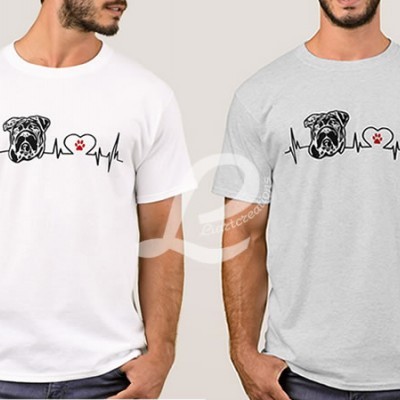 T-shirt Batimentos Cardiacos Bulldog Inglês