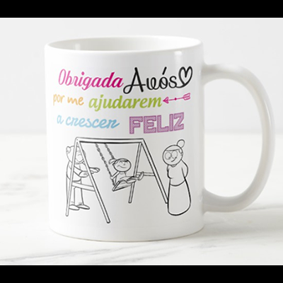 Caneca Personalizável "Obrigado Avós por me ajudarem a crescer feliz"