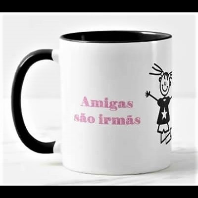 Caneca "Amigas são irmãs que escolhemos com o coração"