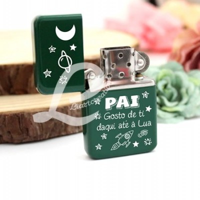 Isqueiro Recarregável Personalizado "Pai gosto de ti daqui até à Lua"