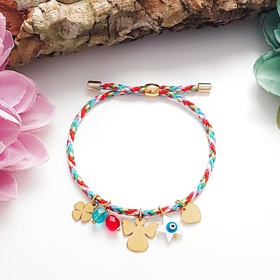 Pulseira amuletos em cordão