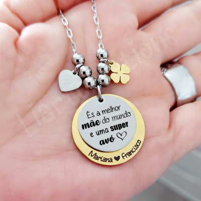 Fio em corrente "És a melhor mãe do mundo e uma super avó"