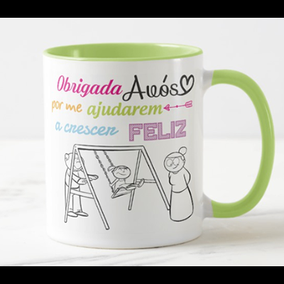 Caneca Personalizável "Obrigado Avós por me ajudarem a crescer feliz"