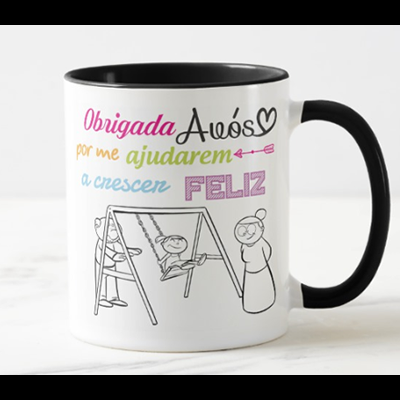 Caneca Personalizável "Obrigado Avós por me ajudarem a crescer feliz"
