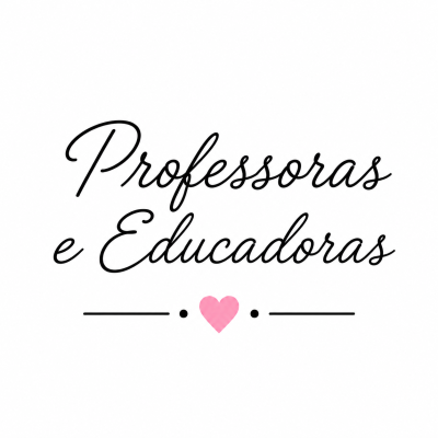 Texto Professoras e Educadoras em caligrafia preta com um coração rosa no centro sobre fundo branco