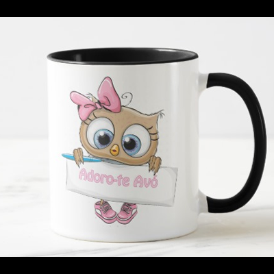 Caneca "Coruja Adoro-te Avó + Para a Melhor Avó do Mundo"