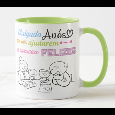 Caneca Personalizável "Obrigado Avós por nos ajudarem a crescer felizes"