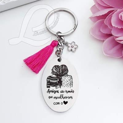 Porta-Chaves "Amigas são irmãs que escolhemos com o 🖤