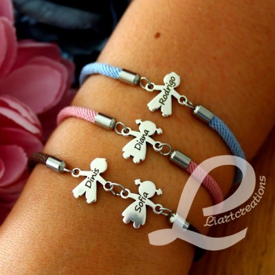 Pulseira em cordão ajustável c/ silhueta personalizada com nome
