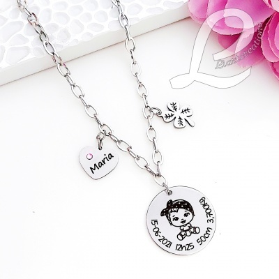 Colar personalizado c/ dados de nascimento