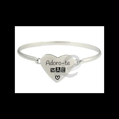 Pulseira com Coração Personalizado "Adoro-te Mãe"