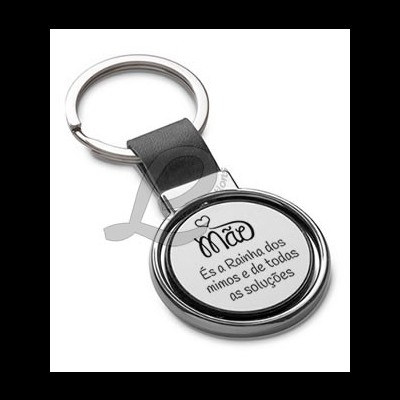 Porta-Chaves Redondo "Mãe és a rainha dos mimos e de todas as soluções" - Várias Cores Disponíveis