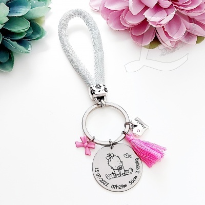 Porta-chaves personalizado com dados de nascimento