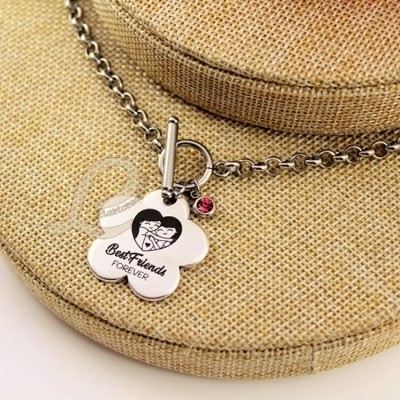 Colar Corrente c/ Medalha Flor "Best Friends Forever"