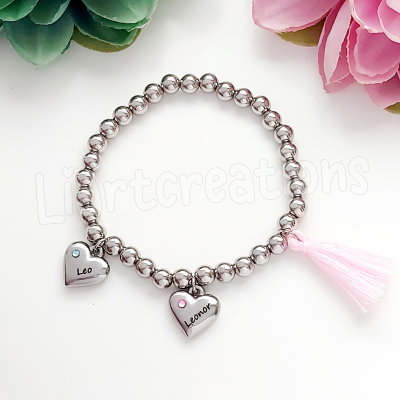 Pulseira elástica c/ corações personalizados