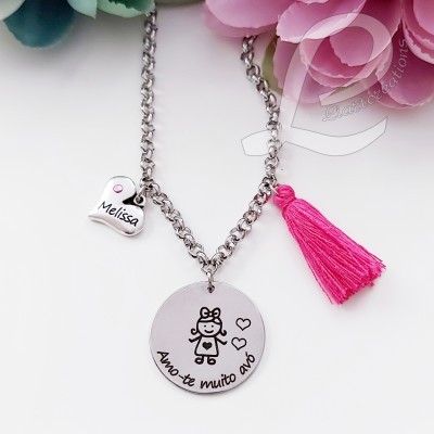 Colar em corrente  "Amo-te muito avó"