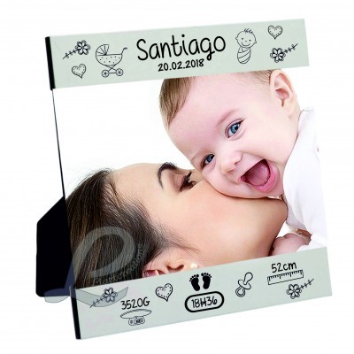 Moldura com Gravação dos Dados de Nascimento do Bébé