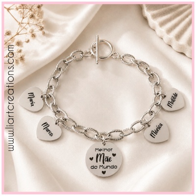 Pulseira em Aço Inoxidável "Melhor Mãe do Mundo"