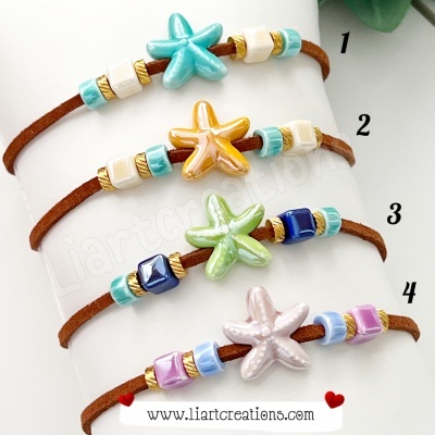 Pulseira em camurça com estrela do mar