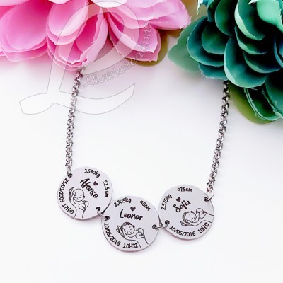 Colar em corrente c/ gravação de dados de nascimento