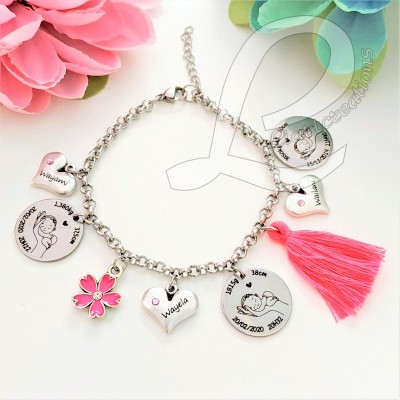 Pulseira em corrente c/ gravação de dados de nascimento