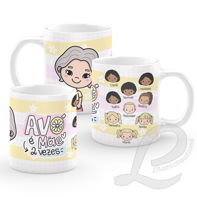 Caneca "Avó é mãe 2x" c/ bonecos personalizados
