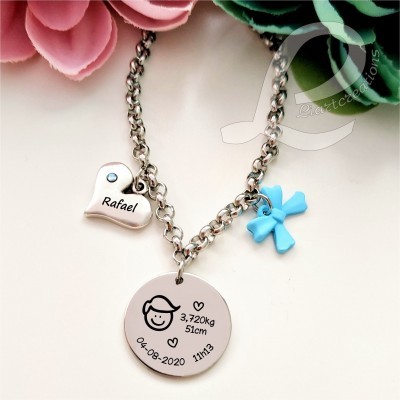 Colar personalizado c/ dados de nascimento