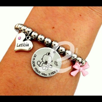 Pulseira Elástica em Aço "Dados de Nascimento"