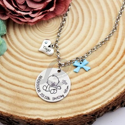 Colar corrente personalizado c/ dados de nascimento