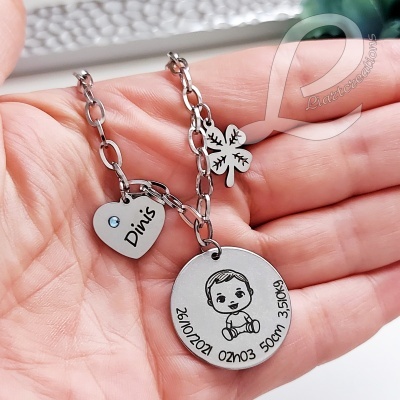 Colar personalizado c/ dados de nascimento