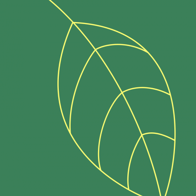 Folha estilizada em linhas amarelas sobre fundo verde