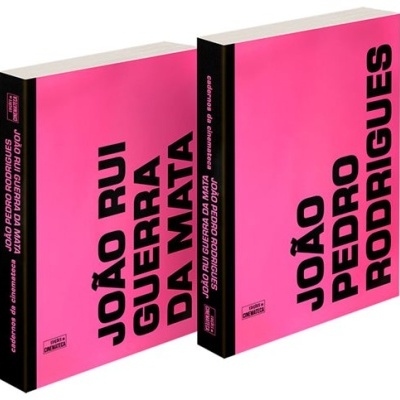 Dois livros com capa rosa e texto preto, títulos João Rui Guerra da Mata e João Pedro Rodrigues