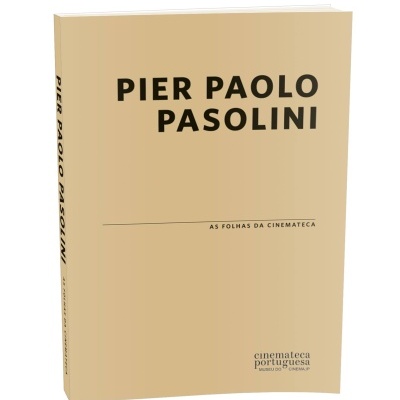 Livro PIER PAOLO PASOLINI capa bege com texto preto e logótipo da Cinemateca Portuguesa.