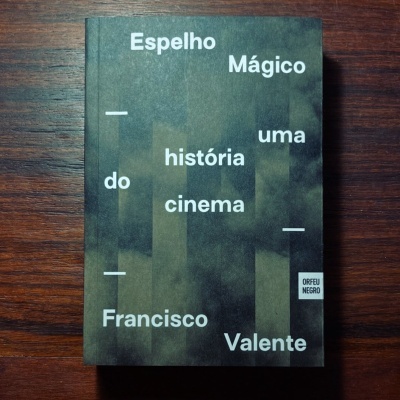 Livro capa dura verde-escura com texto branco sobre madeira.