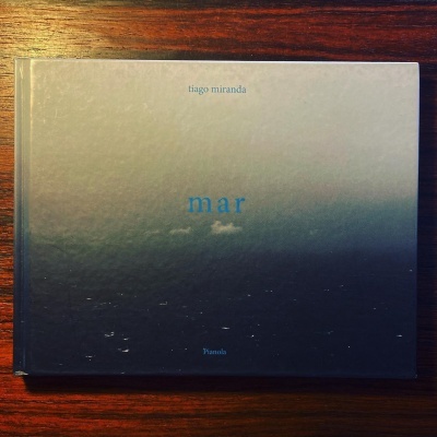 Capa de livro com gradiente cinza a azul escuro e texto impresso