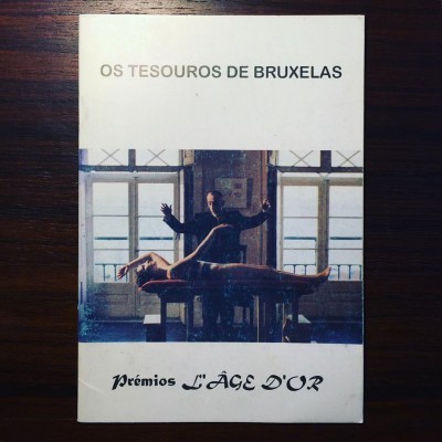 Capa de livro 'OS TESOUROS DE BRUXELAS' com imagem de duas pessoas e janelas ao fundo