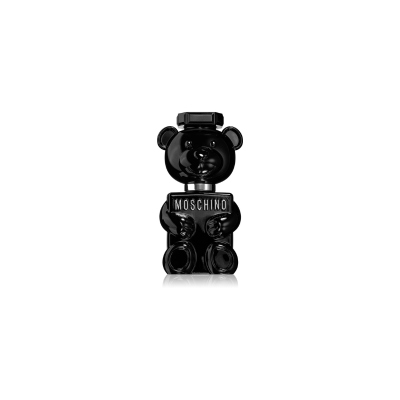 Frasco de perfume Moschino em forma de urso preto brilhante