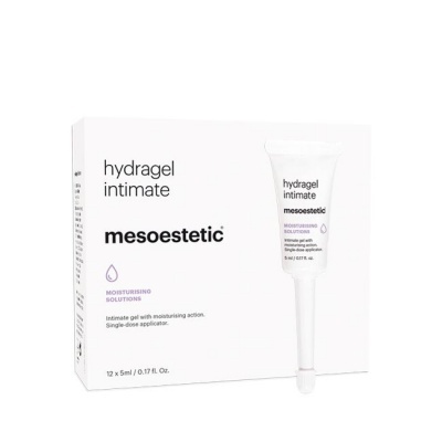 Embalagem branca e bisnaga branca do gel hidratante Hydragel Intimate da Mesoestetic