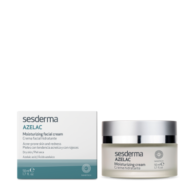 Creme facial hidratante Sesderma AZELAC com embalagem e caixa.