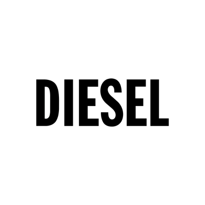 Logo da marca DIESEL em letras pretas sobre fundo branco.