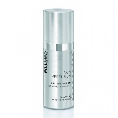 Frasco prateado de sérum Fillmed Skin Perfusion AA-Lift em fundo branco