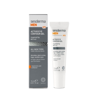 Gel contorno de olhos Sesderma MEN Nº9 com caixa cinzenta e branca