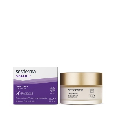 Creme facial Sesderma SESGEN 32 em frasco de vidro e caixa