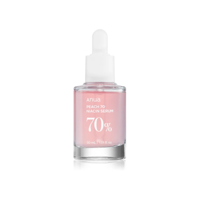 Frasco de sérum rosa Anua Peach 70 Niacin com conta-gotas branco