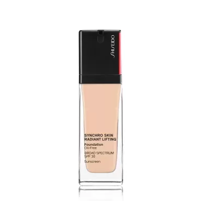 Base líquida SHISEIDO Synchro Skin Radiant Lifting embalagem vidro.