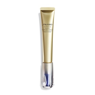 Tubo de creme dourado SHISEIDO Vital Perfection com tampa transparente e azul