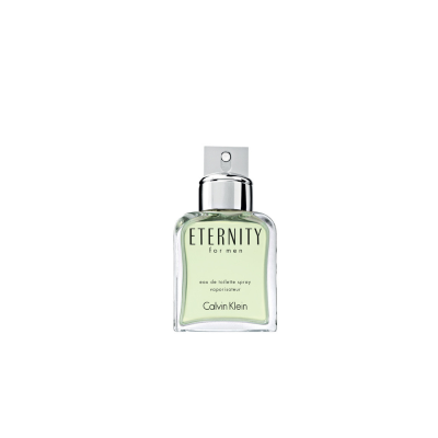 Perfume Calvin Klein Eternity For Men com frasco transparente e tampa prateada