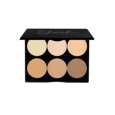 Paleta de seis corretivos em creme da Sleek Makeup em embalagem preta
